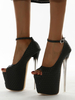 Sandali da donna con tacco a spillo in pelle nera con tacco alto in PU con tacco a spillo Scarpe da club rave