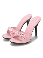 Sandali da donna con tacco a spillo Sandali con tacco a spillo in pelle PU con strass chic