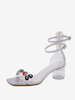 Sandali da donna Sandali con strass e tacco grosso in cristallo Sandali con cinturino alla caviglia con punta aperta