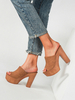 Sandali da donna Terry Slide Open Toe Sandali con tacco slip-on con tacco grosso