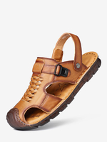 Sandali da uomo in pelle con punta chiusa sandali da passeggio estivi sandali da spiaggia antiscivolo