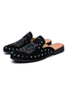 Sandali da uomo Slip-On Artwork Studded Paillettes Pelle Suola in gomma Ciabatte estive da uomo