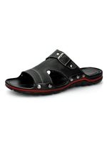 Sandali da uomo Slip-On in pelle di vacchetta con suola in gomma