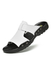 Sandali da uomo Slip-On in pelle di vacchetta con suola in gomma