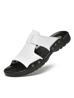 Sandali da uomo Slip-On in pelle di vacchetta con suola in gomma