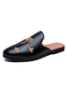 Sandali da uomo Slip-On in pelle ricamata con suola in gomma Ciabatte da uomo