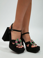 Sandali di tacco alto in pelle nera in pelle aperta scarpe da ballo da donna da donna scarpe da festa