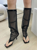 Sandali gladiatore con tacco a spillo con cerniera da donna Stivali estivi in pelle PU dentro