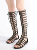 Sandali Gladiatore Da Donna Street Wear Poliestere Sandali Slip-On Punta Rotonda Piatto Nero