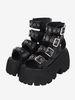 Sandali Gothic Lolita Occhielli Punta aperta in pelle PU metallizzata Scarpe estive Lolita nere