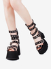Sandali Gothic Lolita Peep Toe Patent PU Tomaia Scarpe estive Lolita nere