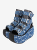Sandali Gothic Lolita Punta tonda Tessuto Scarpe estive Lolita blu intenso
