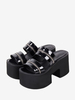 Sandali Gothic Lolita Punta tonda Tomaia in PU verniciata Scarpe estive Lolita nere