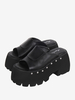 Sandali Gothic Lolita Rivetti Punta tonda Pelle PU Scarpe estive Lolita nere