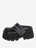 Sandali Gothic Lolita Rivetti Punta tonda Pelle PU Scarpe estive Lolita nere