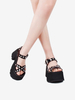 Sandali Gothic Lolita Rivetti Tomaia in PU verniciata con punta tonda Scarpe estive Lolita nere
