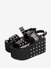 Sandali Gothic Lolita Rivetti Tomaia in PU verniciata con punta tonda Scarpe estive Lolita nere