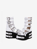 Sandali Gothic Lolita Scarpe estive Lolita bianche in pelle PU con punta tonda