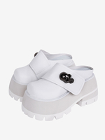 Sandali Gothic Lolita Scarpe estive Lolita bianche in pelle PU con punta tonda