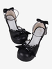 Sandali Lolita gotici con fiocchi Scarpe estive Lolita nere con fiocco in punta aperta