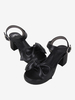 Sandali Lolita gotici con fiocchi Scarpe estive Lolita nere con fiocco in punta aperta
