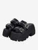 Sandali Lolita gotici Dettagli in metallo nero Scarpe estive Lolita con punta aperta in pelle PU metallizzata