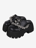 Sandali Lolita gotici Occhielli neri Scarpe estive Lolita in pelle PU metallizzata Punta tonda