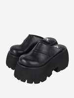 Sandali Lolita gotici Rivetti neri Stampa floreale Scarpe estive Lolita a punta aperta in pelle PU