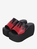 Sandali Lolita gotici rivetti punta aperta color block in pelle PU scarpe estive Lolita nere