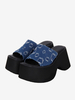 Sandali Lolita gotici Scarpe estive Lolita blu in pelle PU intrecciata con punta aperta