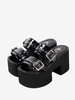 Sandali Lolita gotici Scarpe estive Lolita con punta arrotondata in vernice nera