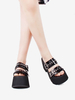 Sandali Lolita gotici Scarpe estive Lolita con punta arrotondata in vernice nera