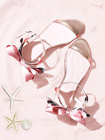 Sandali Lolita stile ROCOCO Fiocchi Scarpe estive Lolita argento in pelle PU con punta tonda