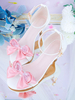 Sandali Lolita stile ROCOCO Scarpe estive Lolita a punta in pelle con fiocchi rossi neri