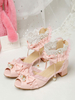 Sandali Lolita stile ROCOCO Scarpe estive Lolita con volant bianchi e perle in pelle PU