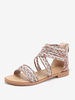Sandali piatti Boho Sandali aperti con cerniera e punta aperta alluncinetto da donna