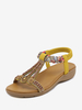 Sandali piatti con punta aperta e punta aperta in pelle PU con borchie e cinturino a T sandali casual con pantofola