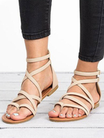 Sandali piatti da donna Sandali eleganti in pelle sintetica con punta aperta e perizoma