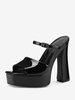 Sandali sexy con tacco alto e plateau punta quadrata nera scarpe sexy da 12 "51".
