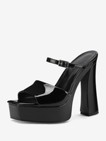 Sandali sexy con tacco alto e plateau punta quadrata nera scarpe sexy da 12 "51".