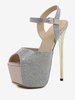 Sandali sexy con tacco alto Glitter Platform Peep Toe Strass Sky High 6.3 "Scarpe sexy