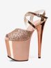 Sandali sexy con tacco alto in micro pelle scamosciata champagne punta aperta fibbia da 39" scarpe sexy da 79"