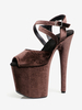 Sandali sexy con tacco alto in micro pelle scamosciata marrone scuro punta aperta fibbia da 39" scarpe sexy da 79"