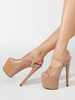 Sandali sexy con tacco alto in pelle PU color albicocca punta aperta 24" 67" Scarpe sexy