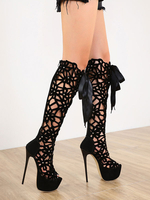 Sandali sexy con tacco alto in pelle PU nera sexy Scarpe sexy con punta aperta