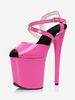 Sandali sexy con tacco alto in pelle PU rosa con punta aperta fibbia da 39" e scarpe sexy da 79"