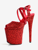 Sandali sexy con tacco alto in pelle PU rossa con punta aperta fibbia da 39" e scarpe sexy da 79"