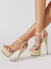 Sandali sexy con tacco alto Punta aperta in pelle PU nera 16 "strass 55" Scarpe sexy