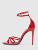 Sandali sexy con tacco alto Scarpe alte sexy in vernice rossa con punta tonda in PU