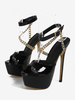 Sandali sexy con tacco alto Scarpe sexy con cinturino alla caviglia con dettaglio catena nera